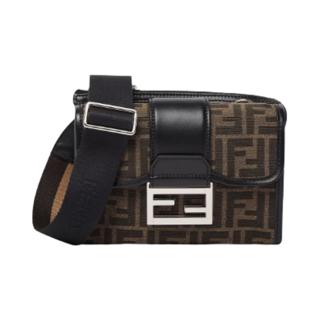 7VA649ALWKF0L3T Fendi Double Baguette FF Jacquard Bag Brown