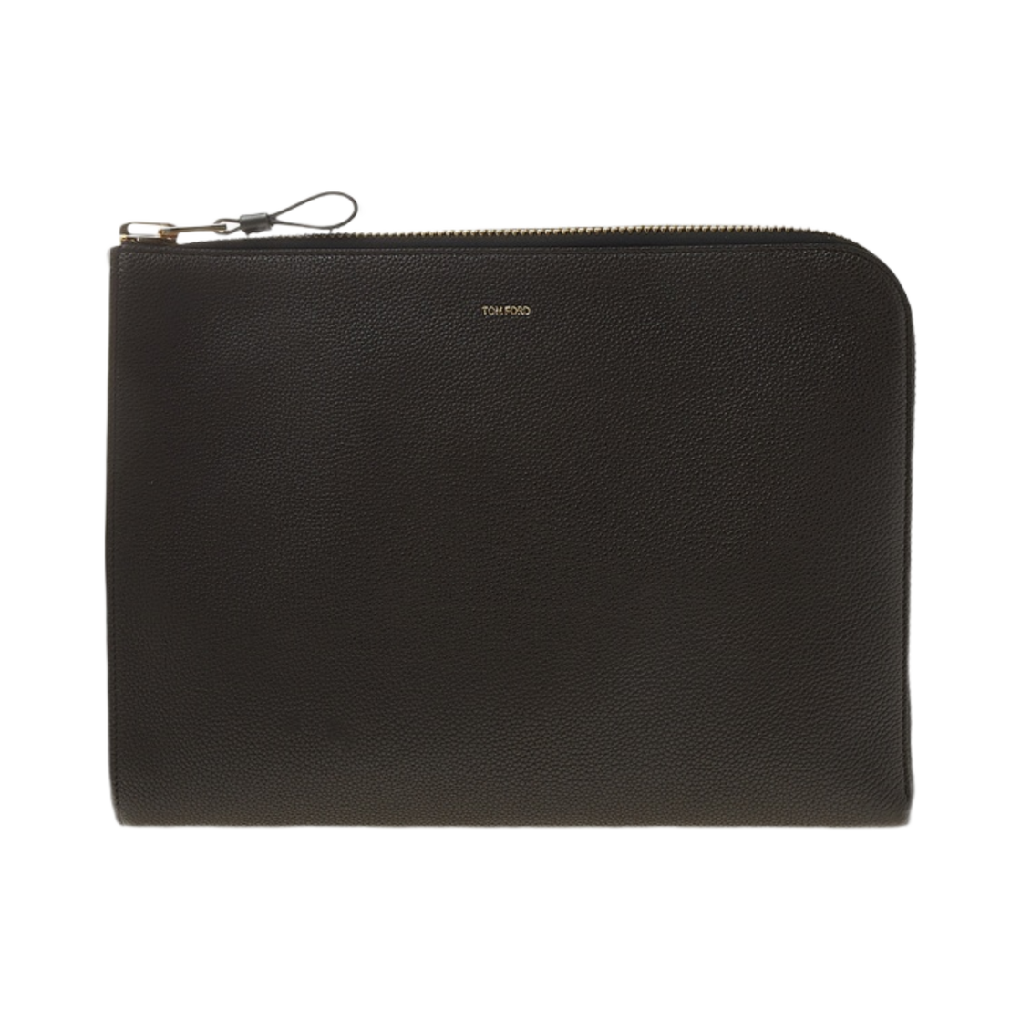 H0355T-LCL213-C7918 Tom Ford Soft Grain Leather Zip Portfolio Chocolate Black