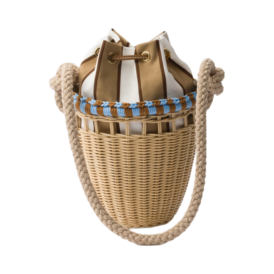 프라다 위커 미니 버킷백 탄 라이트 블루(Prada Wicker Mini Bucket Bag Tan Light Blue) - 2