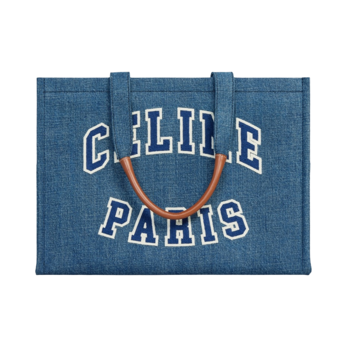셀린느 파리 데님 카프스킨 라지 카바스 타이스 네이비 탄(Celine Large Cabas Thais in Denim With Celine Paris and Calfskin Navy Tan) - 1
