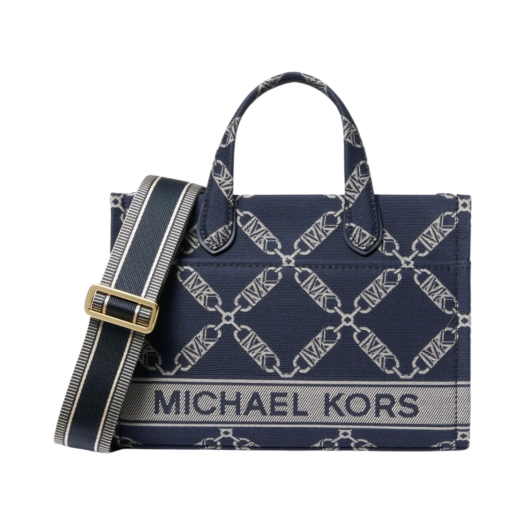 Michael Kors Gigi Small Jacquard Tote Bag Navy Blue