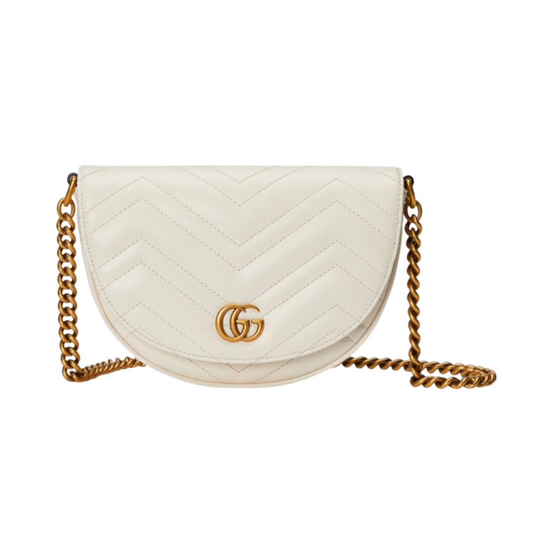 구찌 GG 마몽 마틀라세 체인 미니백 화이트 레더(Gucci GG Marmont Matelasse Chain Mini Bag White Leather) - 1