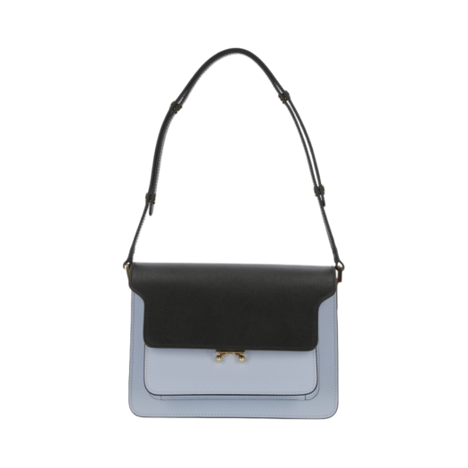 Marni Saffiano Mini Trunk Bag Black Illusion Blue Chili