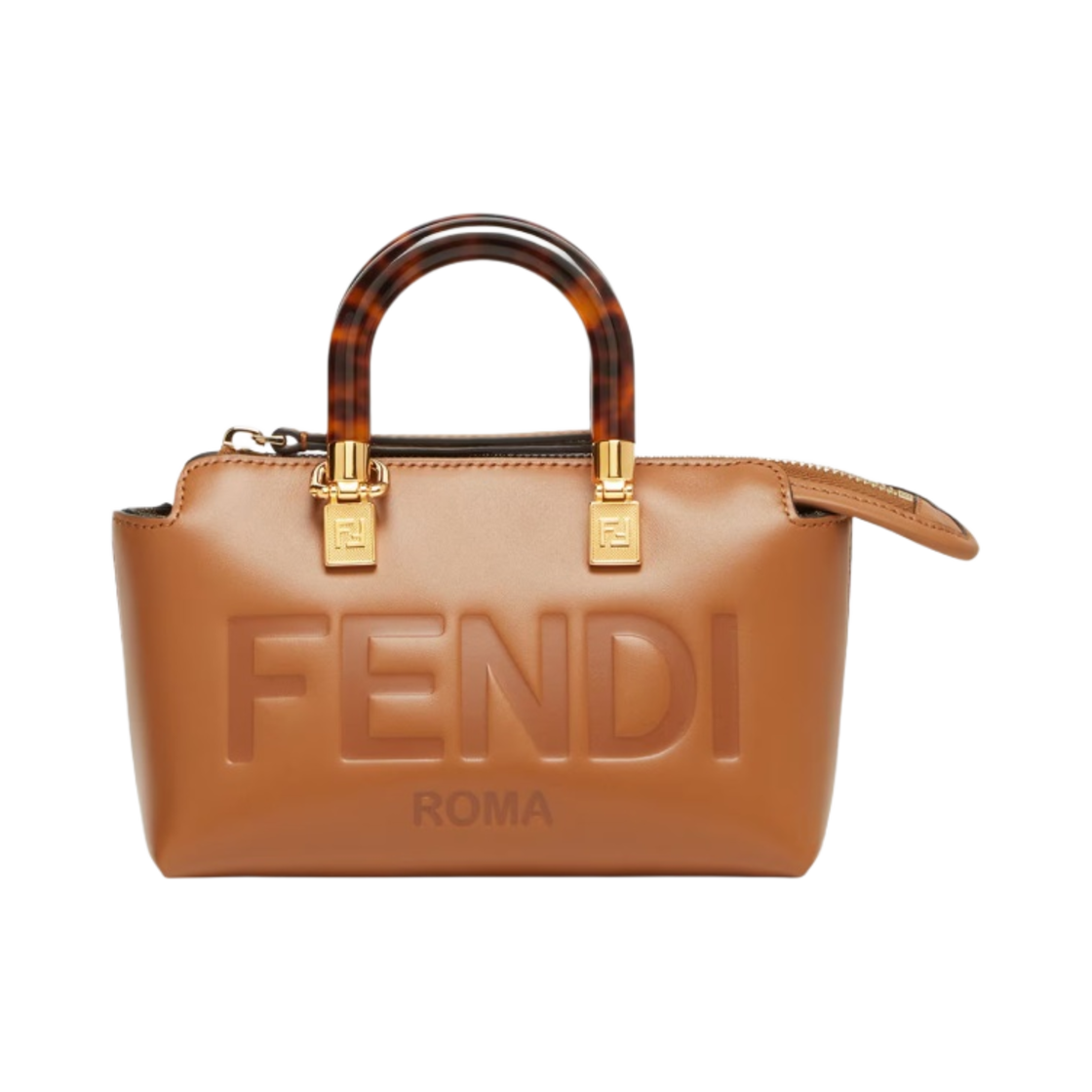 8BS067ABVLF0PWZ Fendi By The Way Leather Small Boston Bag Brown - 대표 이미지 #1