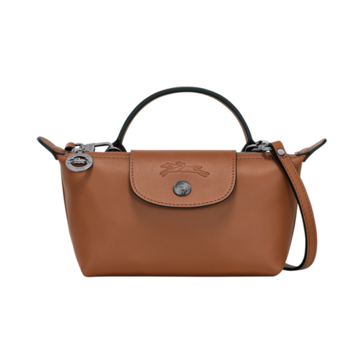 Longchamp Le Pliage Xtra XS Leahter Pouch Cognac
