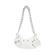 Balenciaga Arena Lambskin Le Cagole XS Shoulder Bag with Chain Optic White