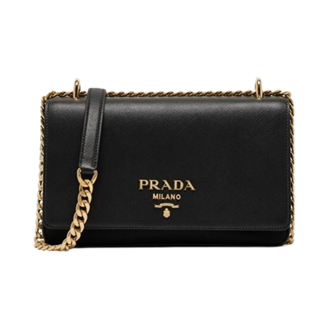 1BD009-ZMY-F0632 Prada Tessuto Saffiano Chain Shoulder Bag Balck