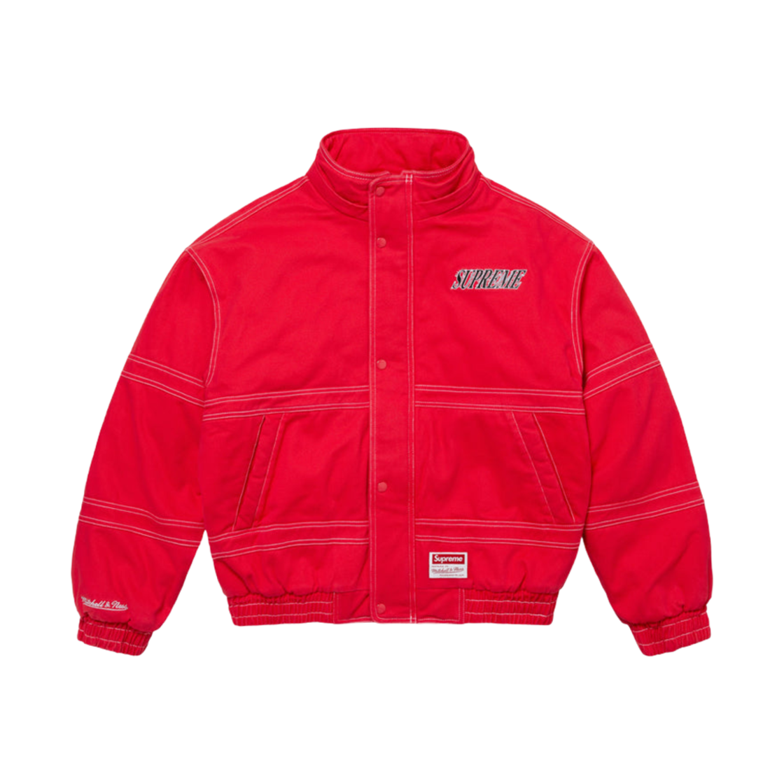 슈프림 미첼 & 네스 트윌 스타디움 자켓 레드 - 24FW(Supreme Mitchell & Ness Twill Stadium Jacket Red - 24FW) - 4