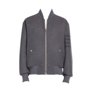 Thom Browne Double Face Melton 4-Bar Oversized Blouson Jacket Medium Grey