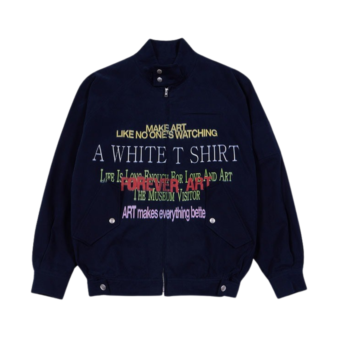 더뮤지엄비지터 레터링 프린티드 코튼 블루종 네이비