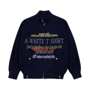 The Museum Visitor Lettering Printed Cotton Blouson Navy