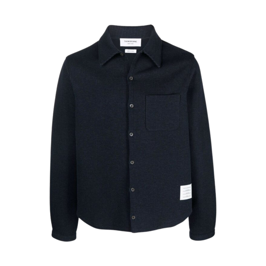 MJS177A-08085-415 Thom Browne Double Face Tech Seersucker Button Down Shirt Jacket Navy