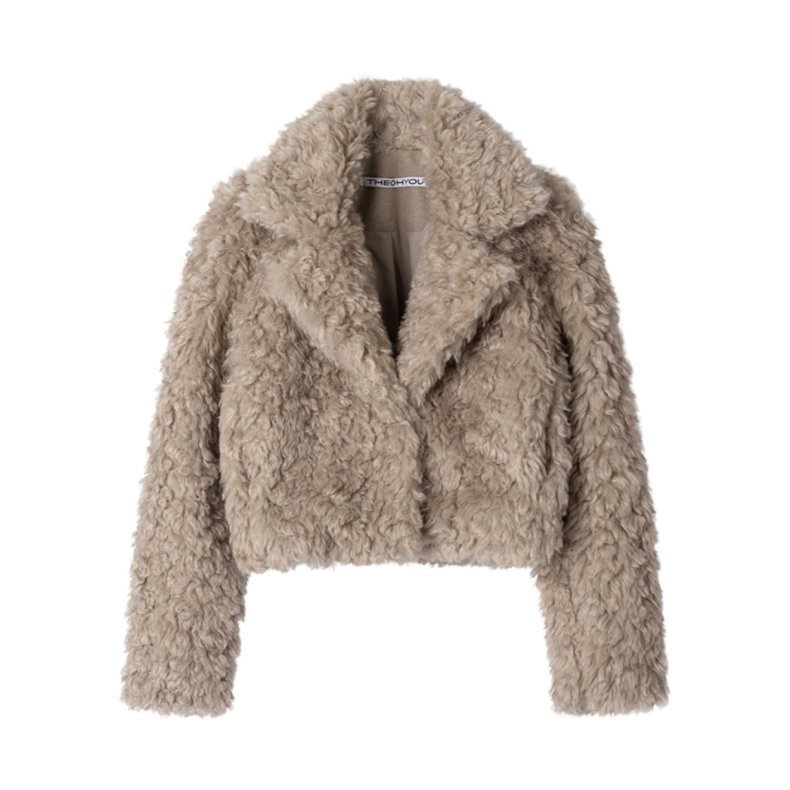 - (W) Theohyou Basic Fit Fur Jacket Dark Beige