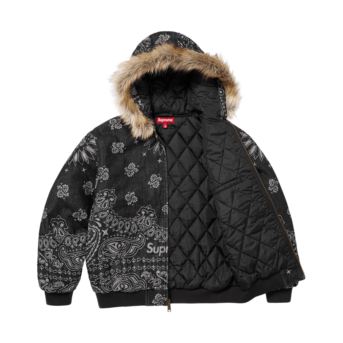 슈프림 반다나 자카드 데님 후드 워크 자켓 블랙 - 25SS(Supreme Bandana Jacquard Denim Hooded Work Jacket Black - 25SS) - 2