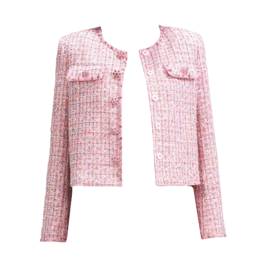(W) 셀프 포트레이트 부클 크롭 재킷 핑크((W) Self Portrait Boucle Crop Jacket Pink)