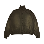 Undermycar Mu.94 Anti Fxxking Logo Play Brush Washed High Neck Zip-up Olive