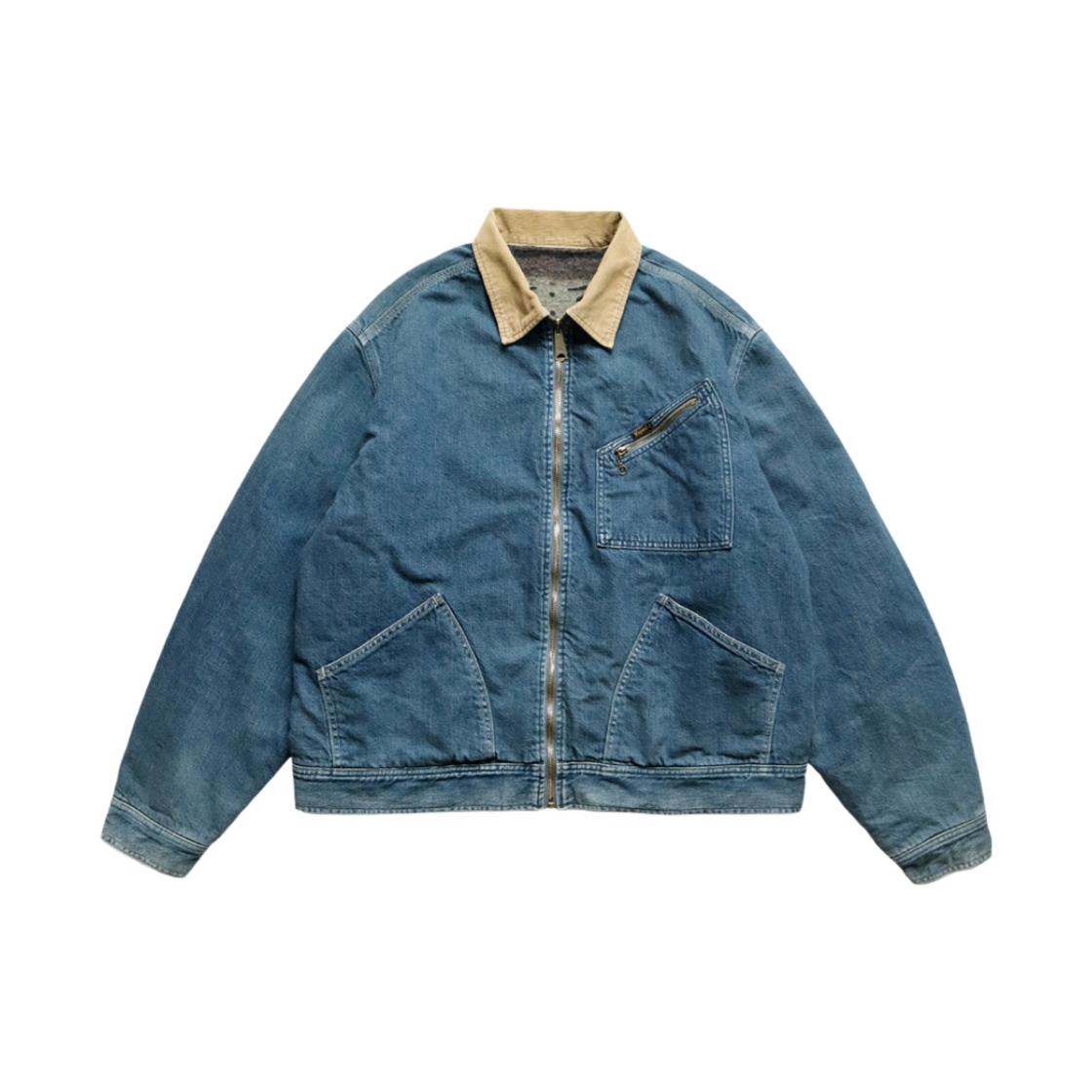 캐피탈 11.5온즈 데님 본 라이닝 리버시블 집 업 워크 자켓 인디고(Kapital 11.5 oz. Denim Bone Lining Reversible Zip Up Work Jacket Indigo)