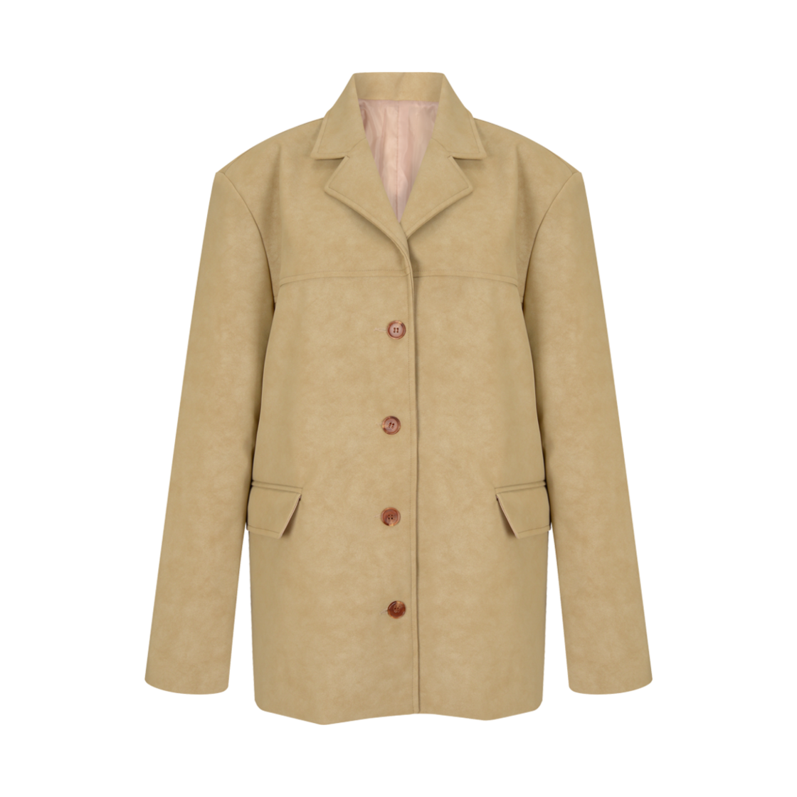 lr24fw03 Leterie Faux Leather Blazer Jacket Sand Beige