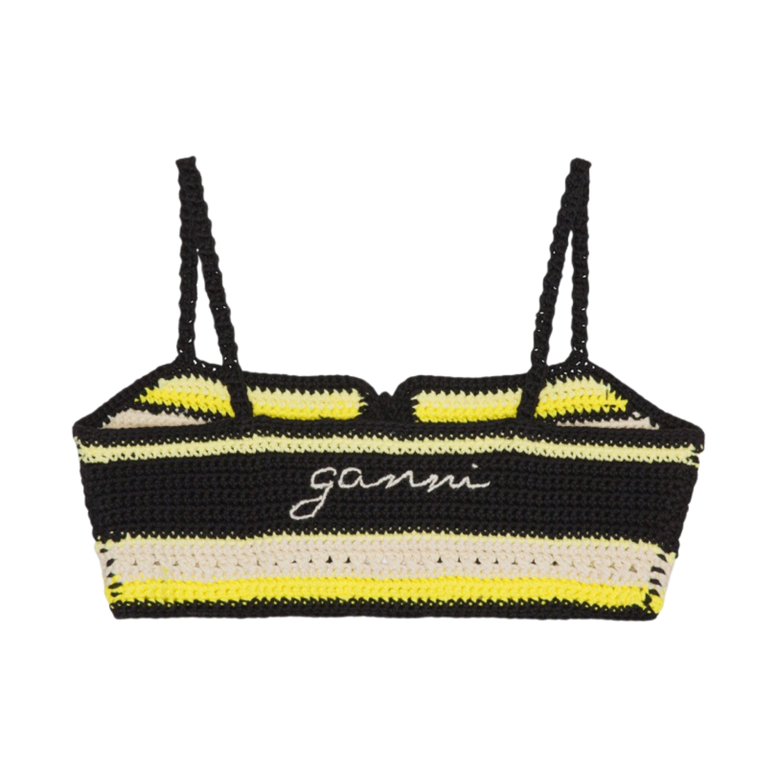 (W) 가니 크로쉐 방도 비키니 탑 골든 키위((W) Ganni Crochet Bandeau Bikini Top Golden Kiwi) - 2