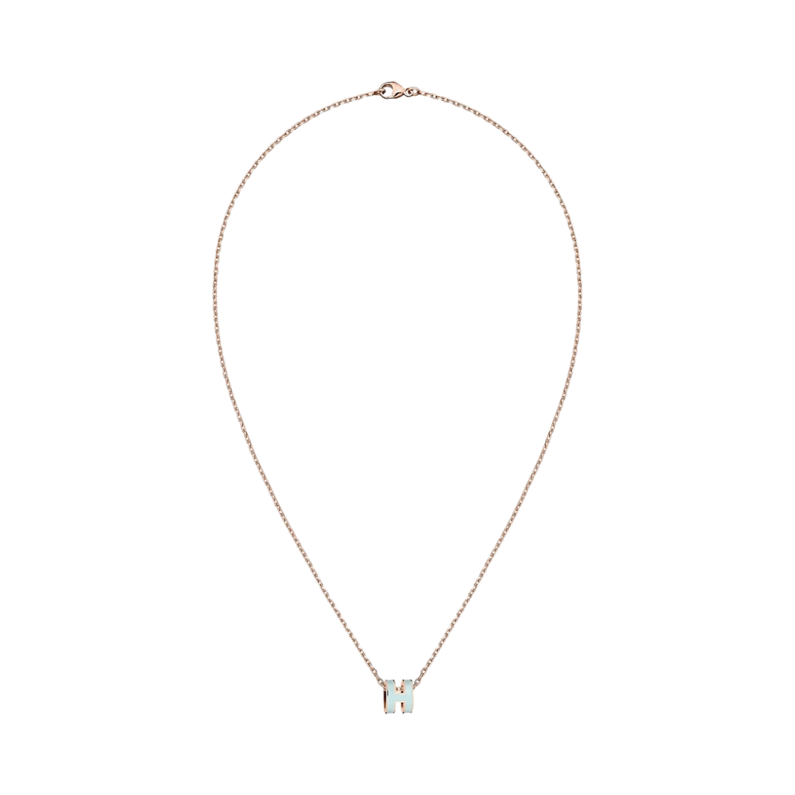 (W) 에르메스 미니 팝아슈 펜던트 로즈 골드 하드웨어 & 블루 제피르((W) Hermes Mini Pop H Pendant Rose Gold & Bleu Zephyr) - 1