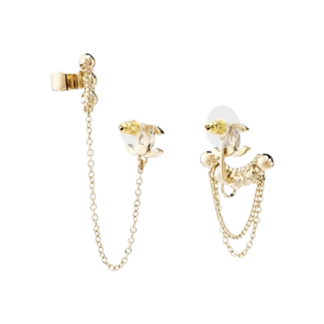 (W) 샤넬 이어링 메탈 스트라스 & 골드 크리스탈((W) Chanel Earrings Metal Strass & Gold Crystal) - 2