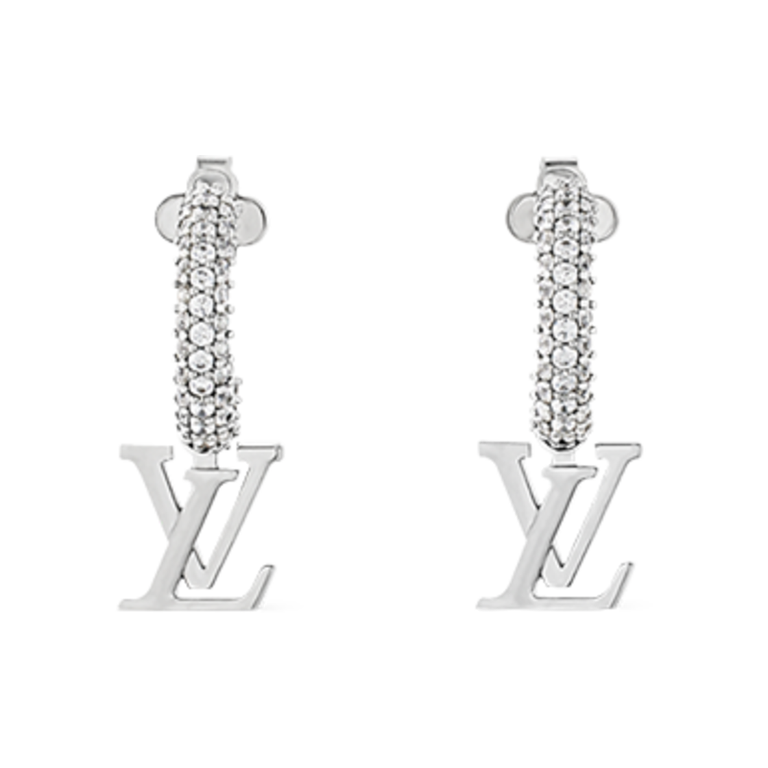 (W) 루이비통 LV 아이코닉 이어링 S00 실버((W) Louis Vuitton LV Iconic Earrings S00 Silver) - 1