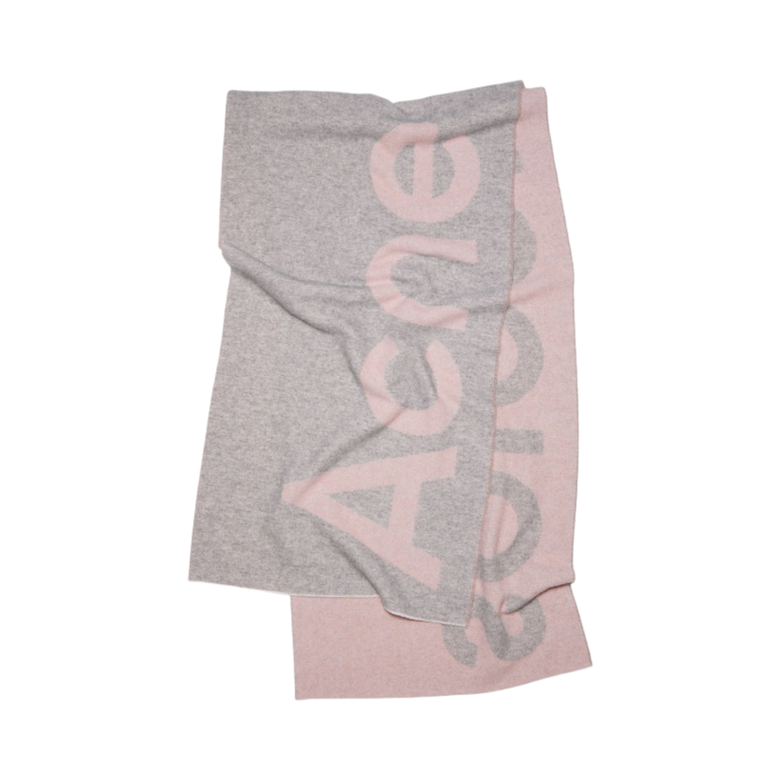 아크네 스튜디오 로고 자카드 머플러 라이트 핑크 그레이