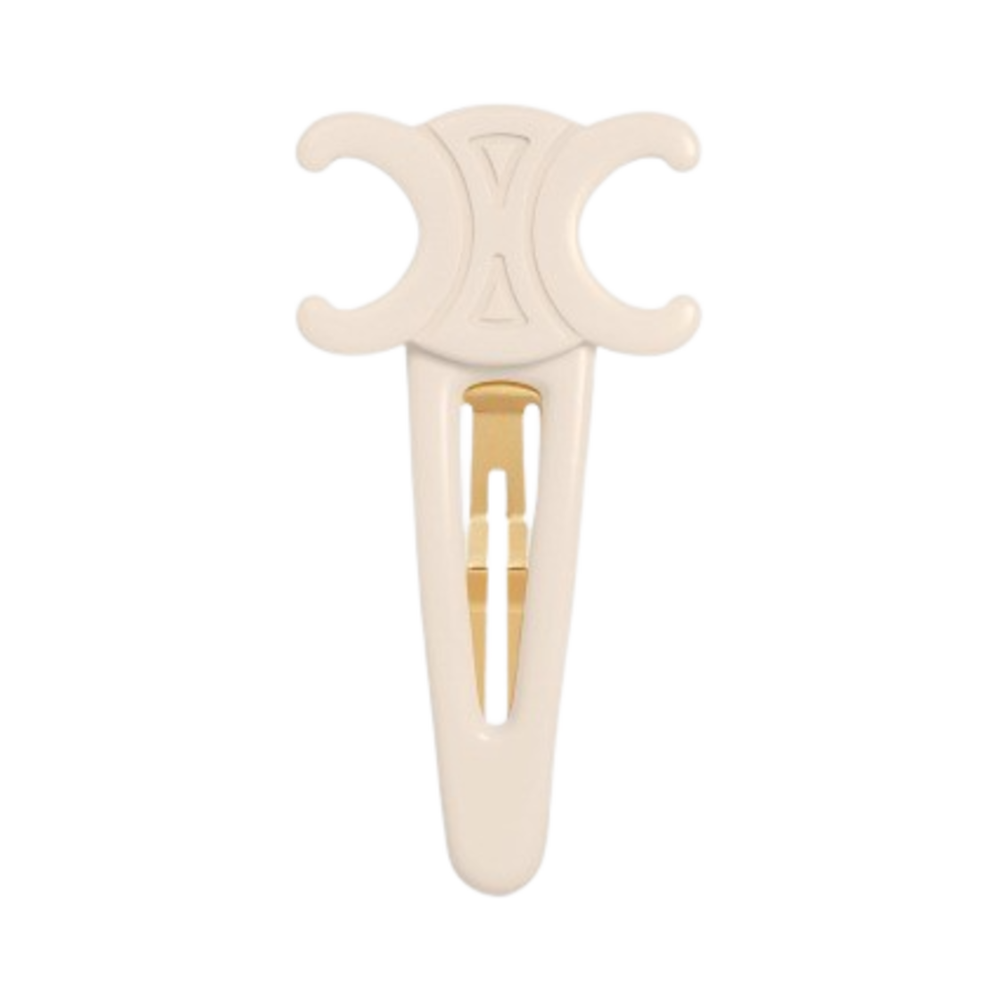 460PT6CST-01IG (W) Celine Triomphe Large Snap Hair Clip in Acetate and Steel Ivory Gold