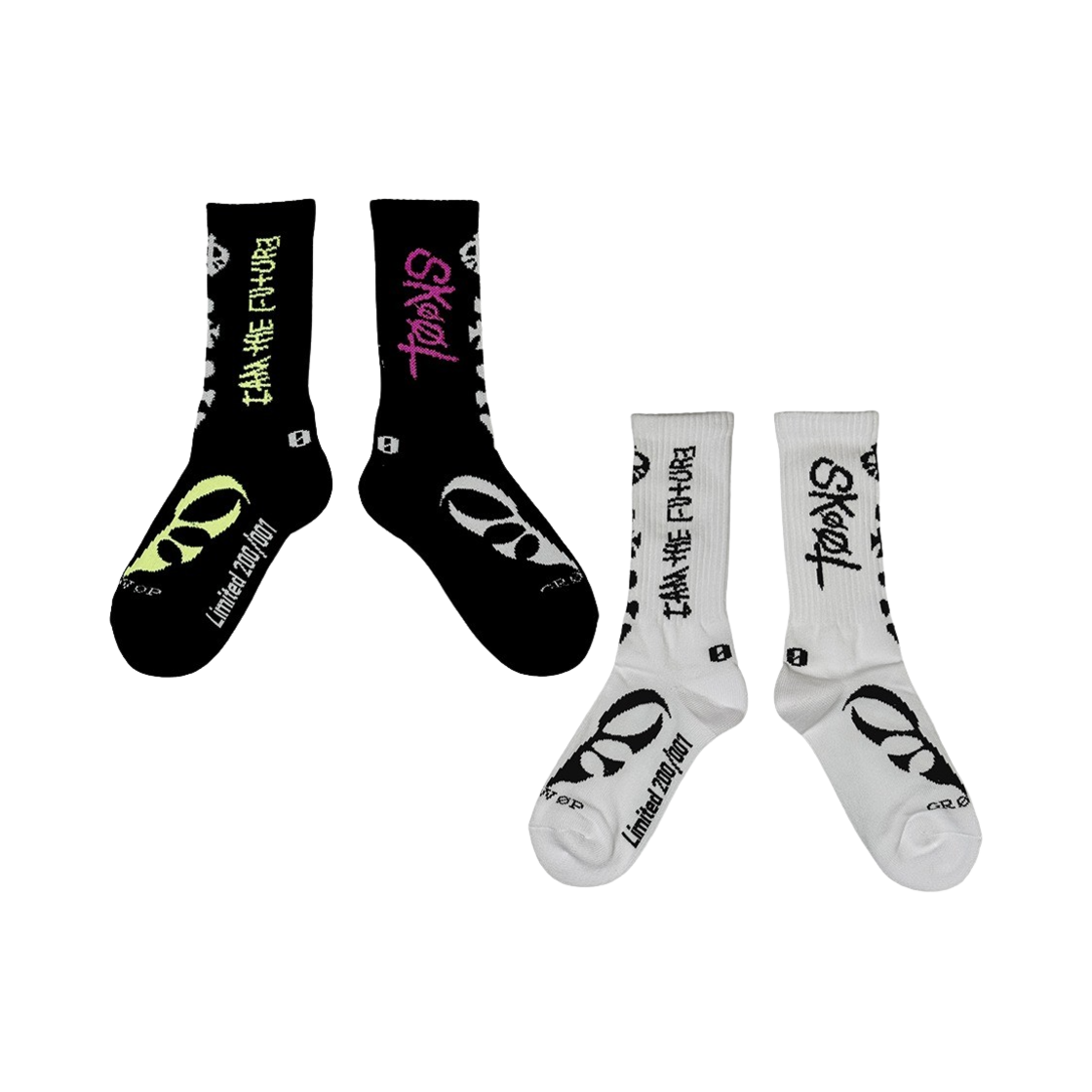 아이엠더퓨처 x 스쿠읏 그로우 옵 삭스 2 팩 블랙 화이트(IATF x Skoot Grow Op Socks 2 Pack Black White)