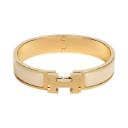 (W) Hermes Clic H Bracelet Gold & Creme