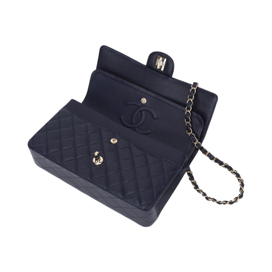 A01112-Y33352-N9318 Chanel Medium Classic Handbag Grained Calfskin & Gold Dark Blue - #3
