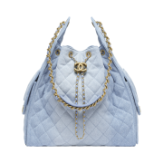 Chanel 25 Medium Handbag Washed Denim & Gold Blue