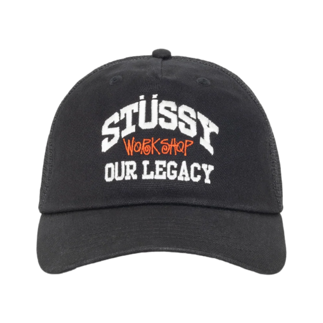 스투시 x 아워레가시 워크샵 로우 프로파일 트러커 캡 블랙(Stussy x Our Legacy Work Shop Low Profile Trucker Cap Black)