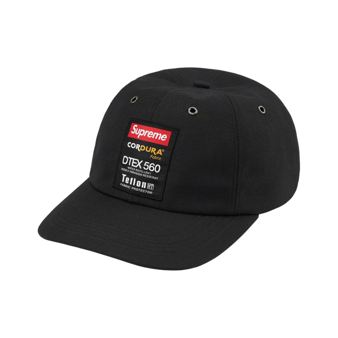 슈프림 코듀라 테플론 라벨 6-패널 캡 블랙 - 21FW