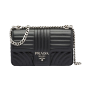 Prada Medium Diagram Leather Shoulder Bag Black