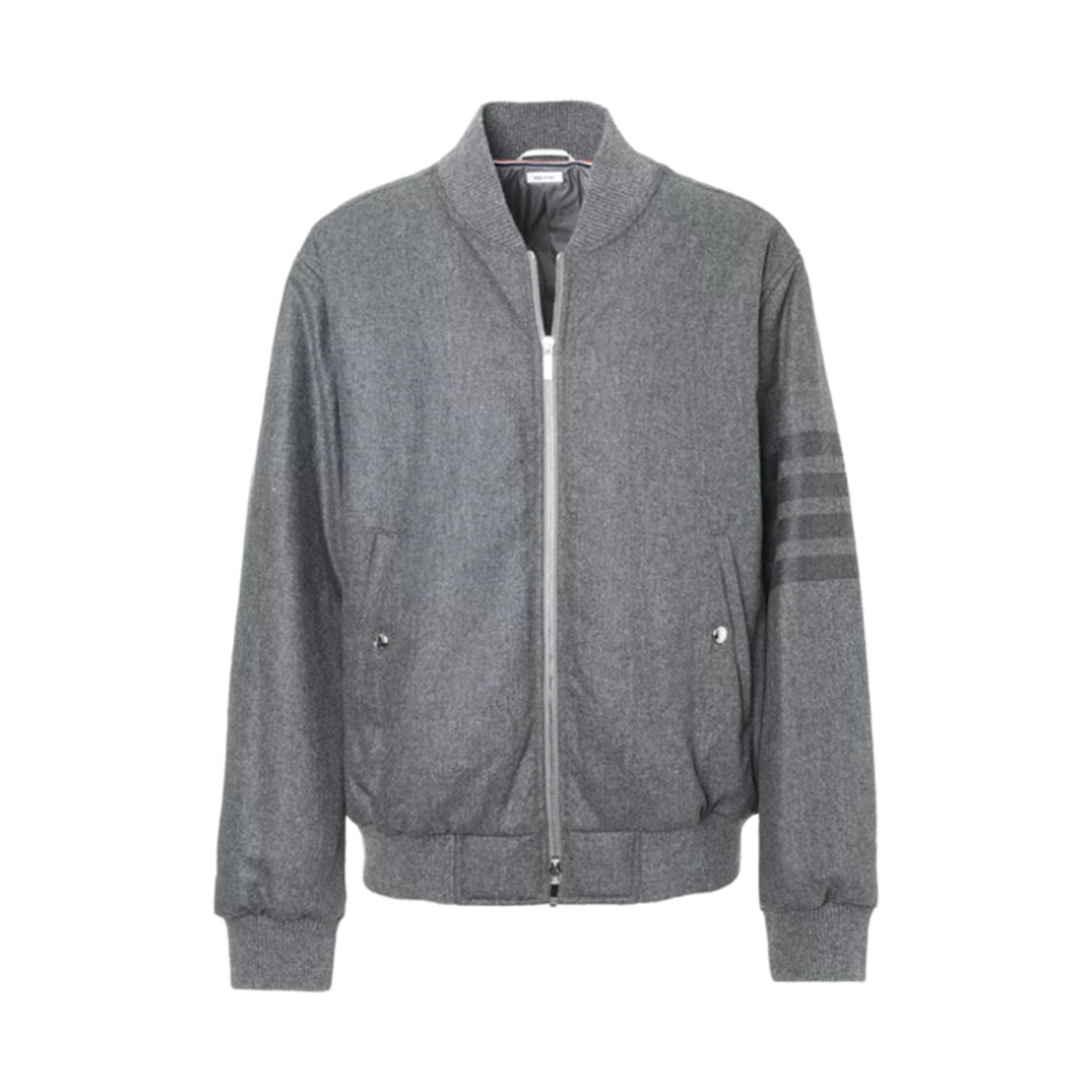 톰브라운 테크 다운 울 플란넬 토날 사선 릴렉스드 블루종 자켓 미디움 그레이(Thom Browne Tech Down Wool Flannel Tonal 4-Bar Relaxed Blouson Jacket Medium Grey) - 1