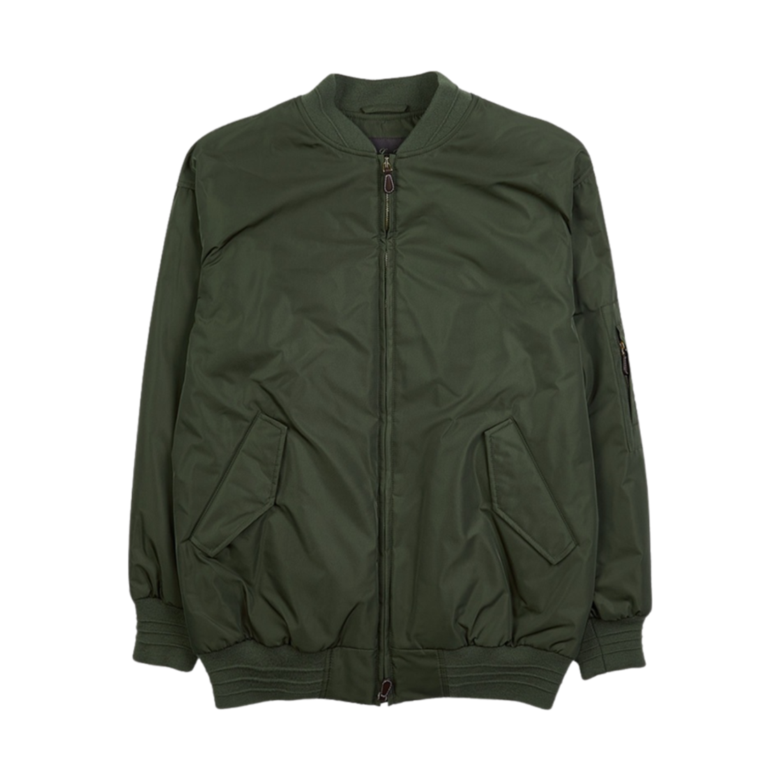 FAM8918-50OM (W) Loro Piana Silk Pocket Bomber Jacket Dark Lichen Green