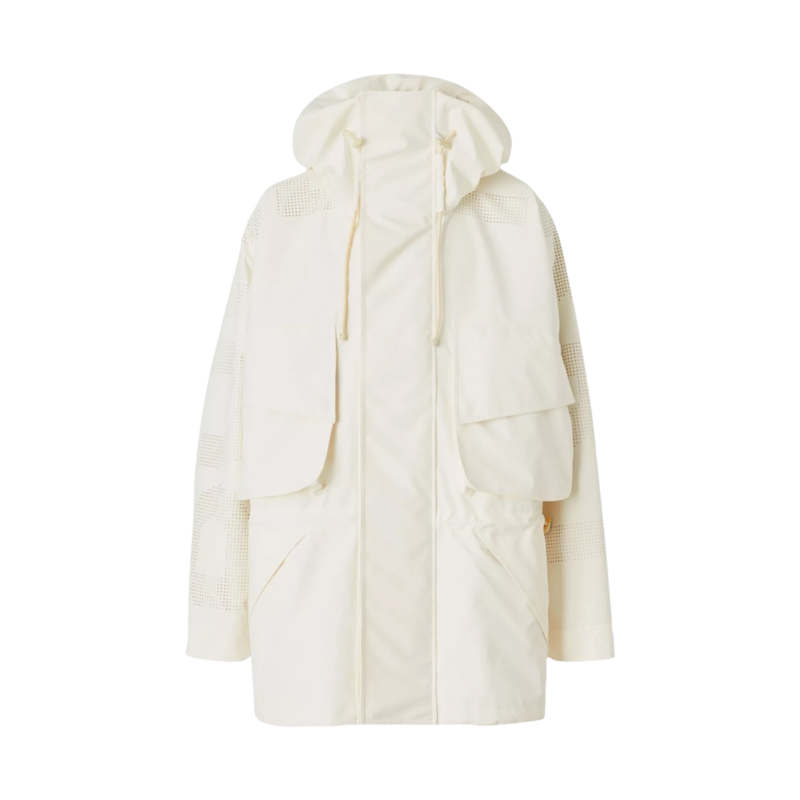 8051231 Burberry Perforated Logo Technical Oversized Parka Parchment