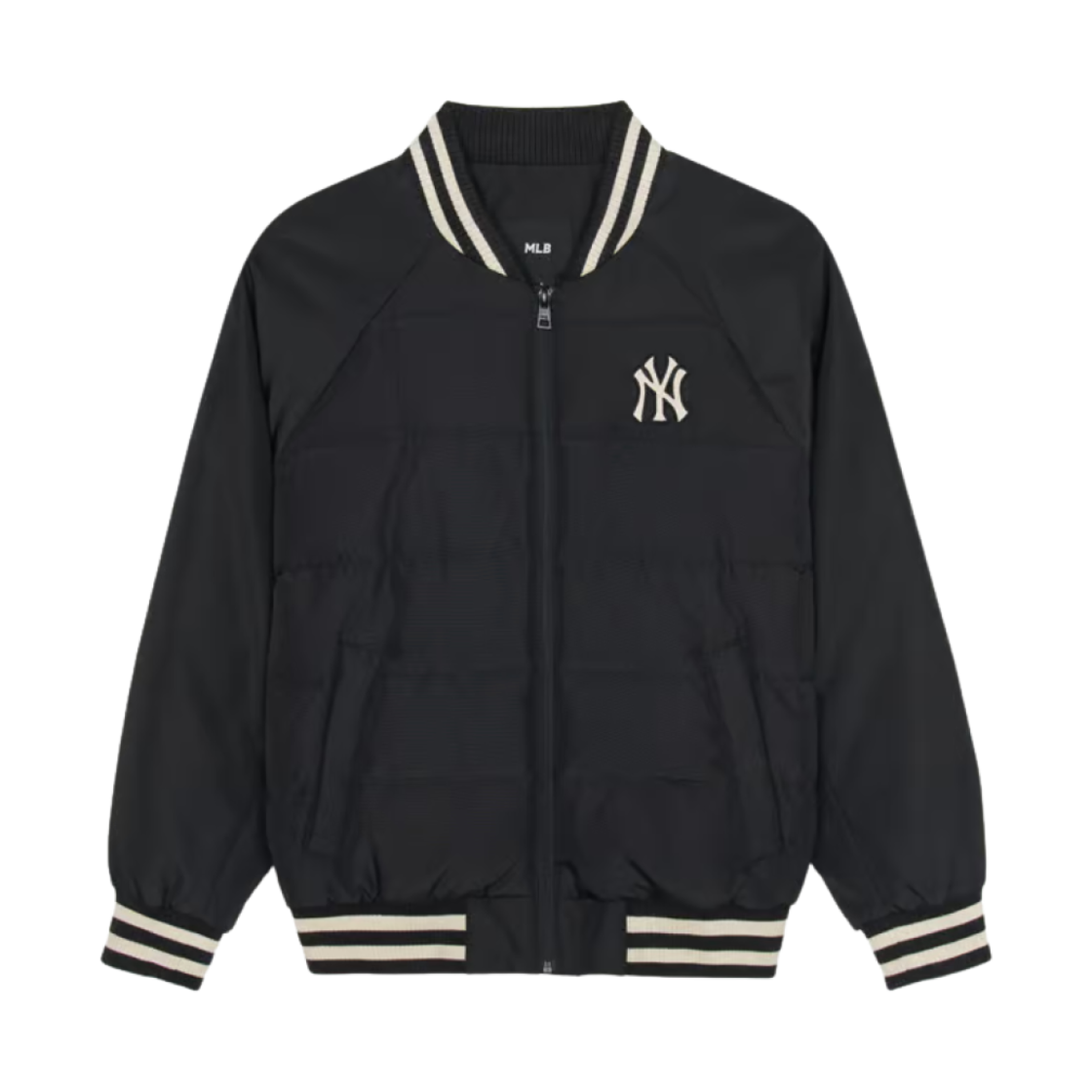 MLB 바시티 립 라이트웨이트 숏 푸퍼 자켓 뉴욕 양키스 블랙(MLB Varsity Rib Lightweight Short Puffer Jacket New York Yankees Black)