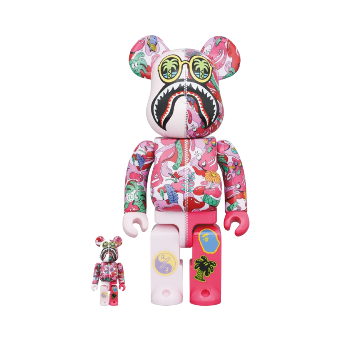 베어브릭 x 스티븐 해링턴 x 베이프 샤크 100％ & 400％ 세트 핑크 카모(Bearbrick x Steven Harrington x BAPE Shark 100％ & 400％ Set Pink Camo) - 1