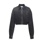 (W) Prada Denim Blouson Jacket Black