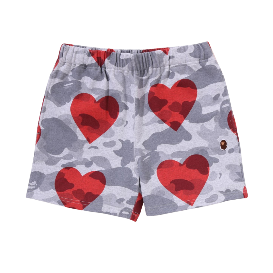 (W) 베이프 아이 러브 베이프 스웨트 쇼츠 그레이((W) BAPE I Love Bape Sweat Shorts Gray)