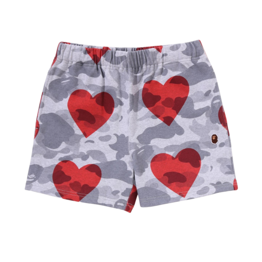 - (W) BAPE I Love Bape Sweat Shorts Gray
