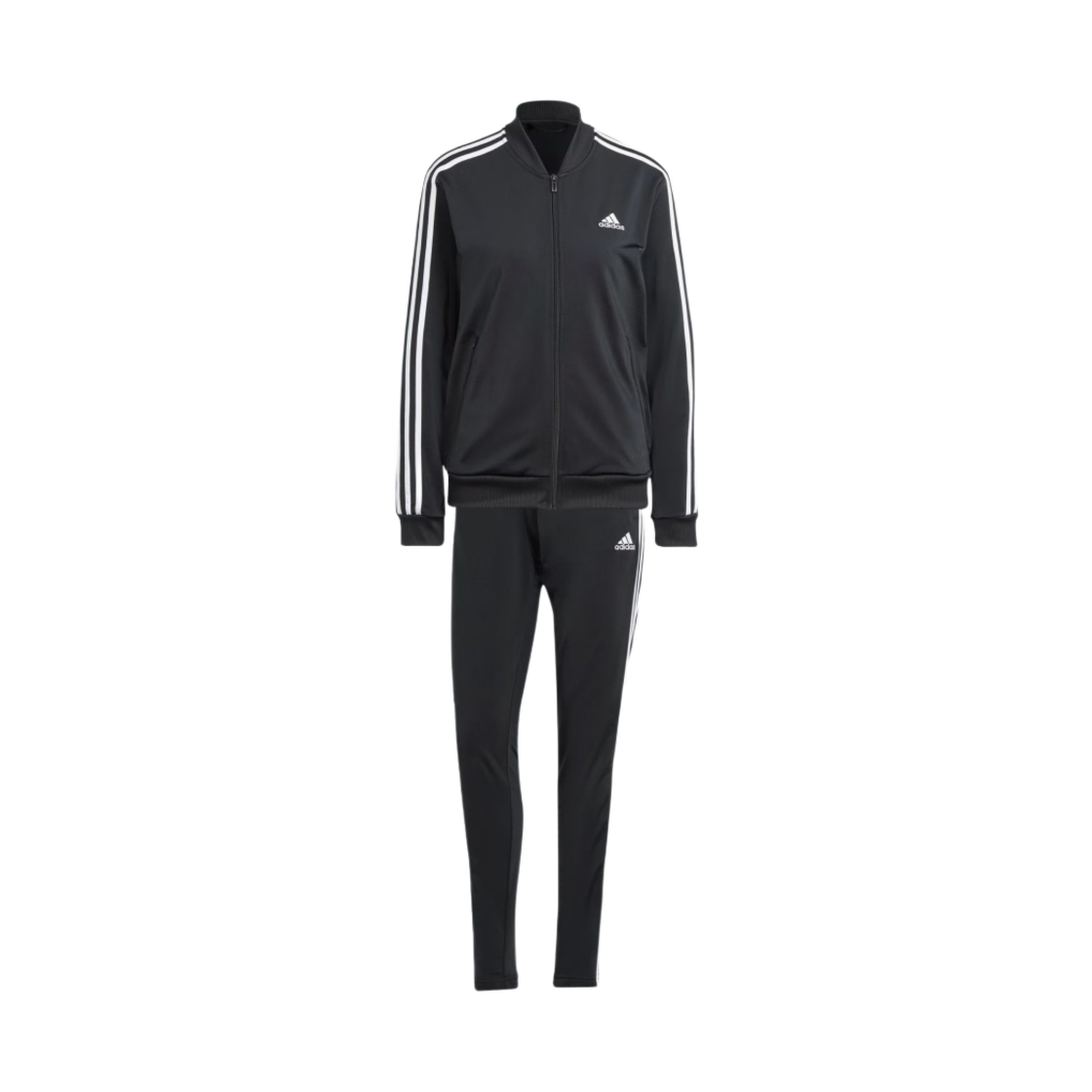 (W) 아디다스 에센셜 삼선 트랙 수트 블랙 화이트 - US 사이즈((W) Adidas Essentials 3-Stripes Track Suit Black White - US Sizing) - 1