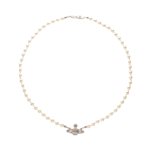 Vivienne Westwood Mini Bas Relief Pearl Necklace Silver