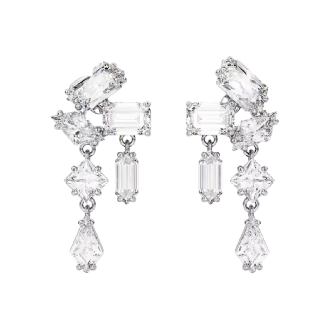 5665825 (W) Swarovski Mesmera Drop Earrings Mixed Cuts White Rhodium Plated