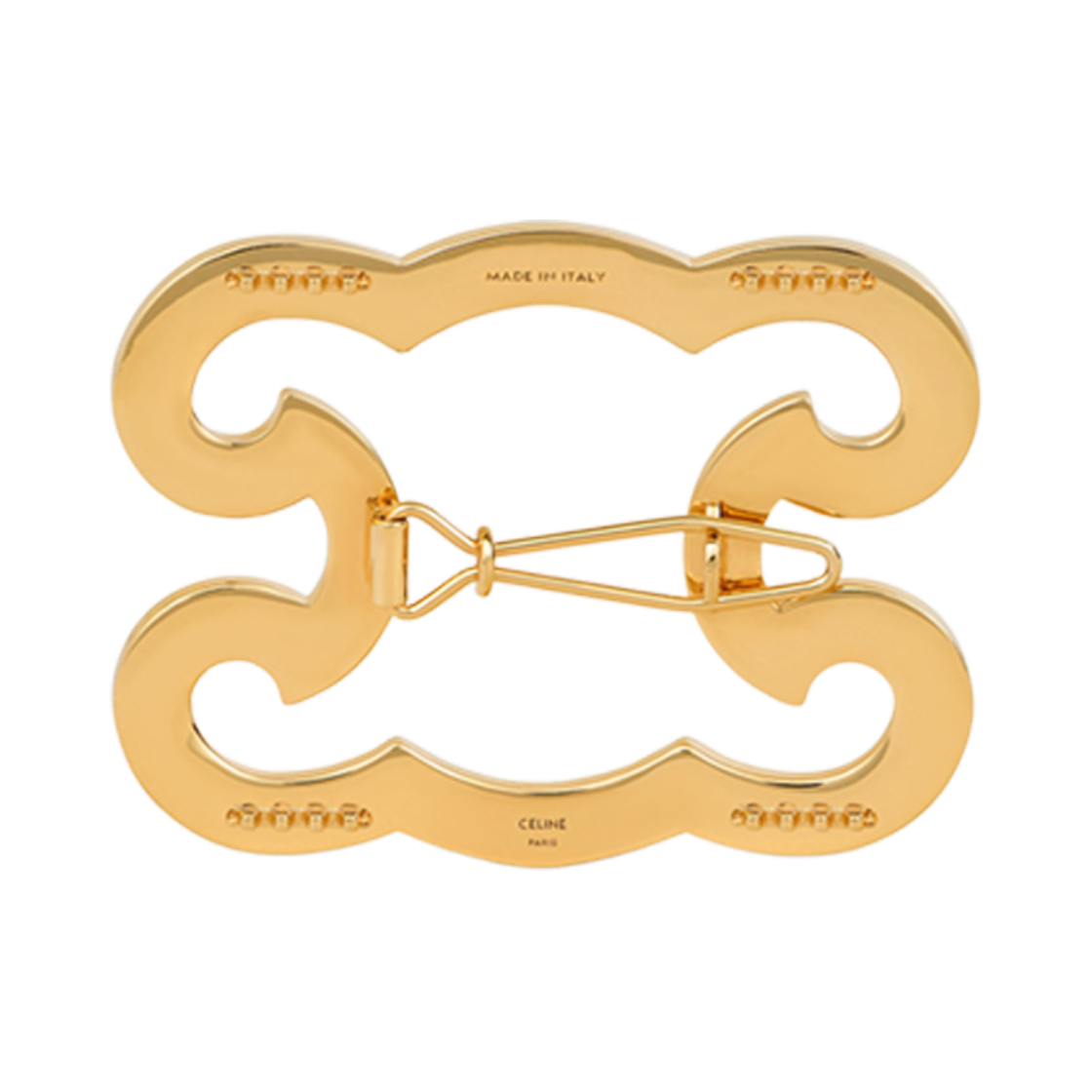 (W) 셀린느 트리옹프 프레임 헤어 클립 스트라스 앤 브래스 골드 피니쉬 골드((W) Celine Triomphe Frame Hair Clip in Strass and Brass with Gold Finish Gold) - 3