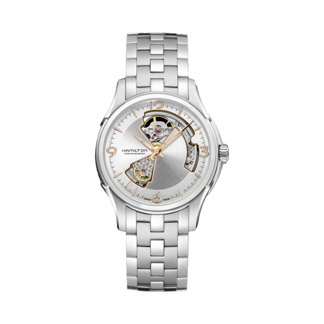 해밀턴 재즈마스터 오픈 하트 오토 40mm 스테인리스 스틸 실버