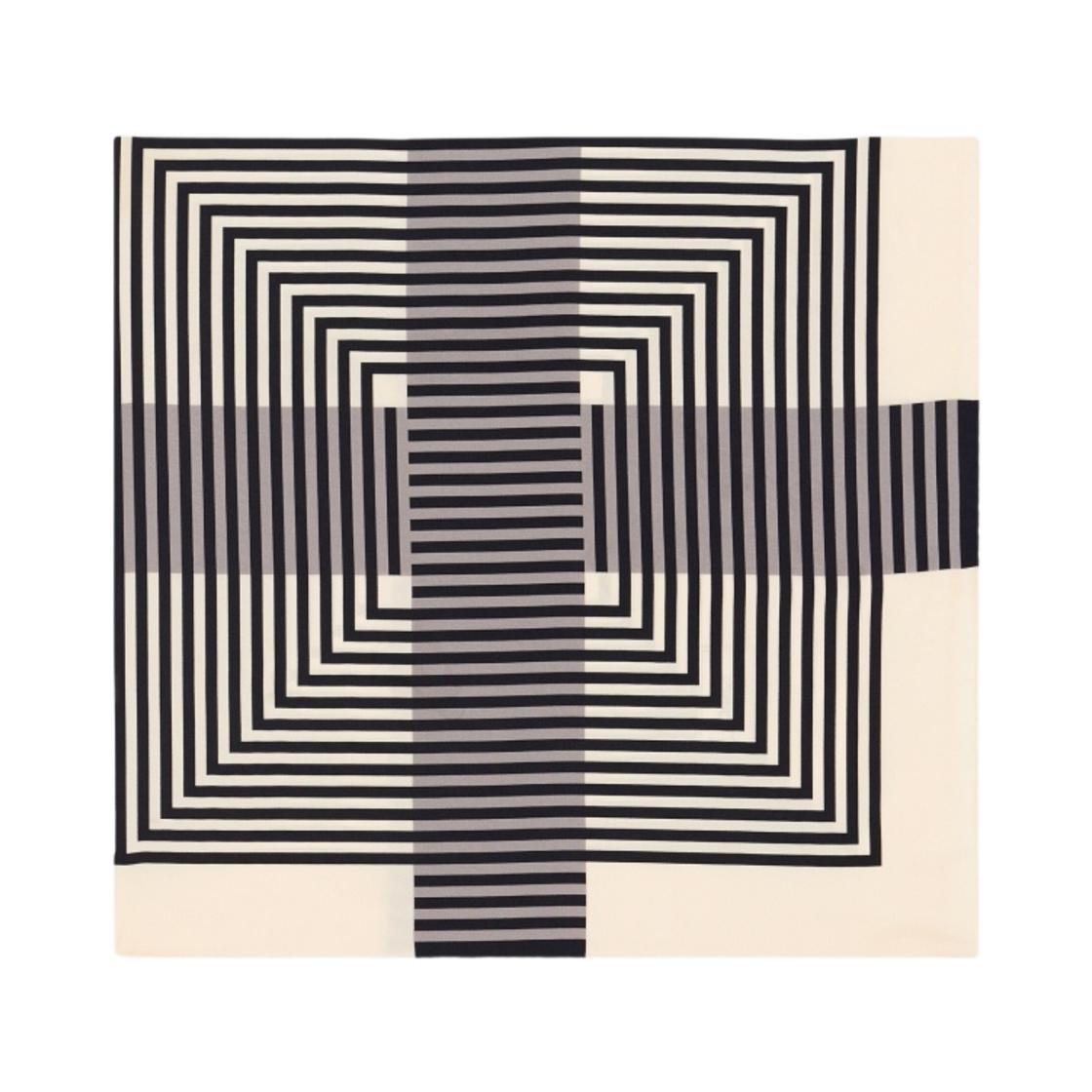 (W) 생로랑 스퀘어 스카프 실크 트윌 오프 화이트 블랙((W) Saint Laurent Square Scarf in Silk Twill Off White Black) - 1