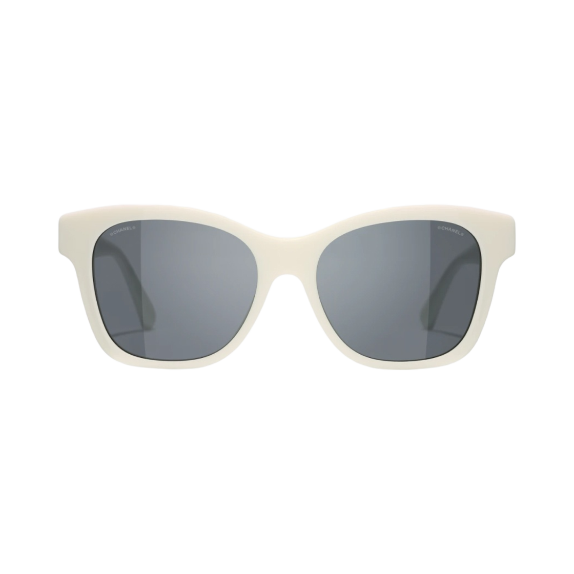 샤넬 스퀘어 선글라스 아세테이트 글래스 펄 & 화이트 프레임 그레이 렌즈 아시안 핏(Chanel Square Sunglasses Acetate Glass Pearls & White Frame Grey Lenses Asian Fit)
